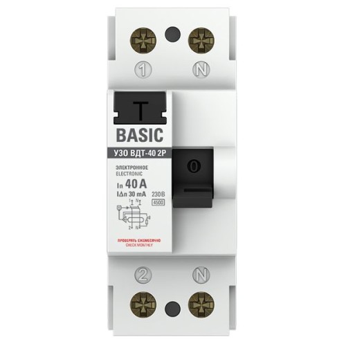 Устройство защитного отключения УЗО ВД-40 2P 40А/30мА электронный Basic
