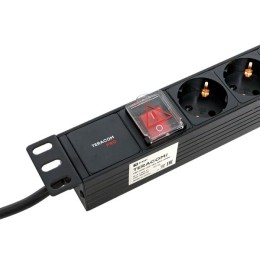 Блок розеток PDU TERACOM PRO 19'' 1U 16А/250В 8 розеток Schuko с выключателем шнур питания длиной 2 метра сечение 3x1.5 мм2 вилка Schuko корпус пластик черный