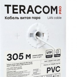 Витая пара TERACOM PRO 5E U/UTP 4 пары solid 24AWG PVC серый 305м