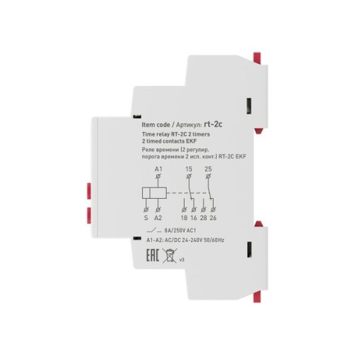 Реле времени RT-2C (2 регулир. порога времени, 2 исп. конт.) PROxima
