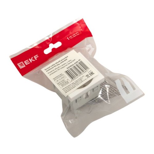 Розетка 45х45 (2 модуля), с заземлением, белая,   пря мая