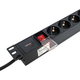 Блок розеток PDU TERACOM PRO 19'' 1U 16А/250В 8 розеток Schuko с выключателем шнур питания длиной 2 метра сечение 3x1.5 мм2 вилка Schuko корпус алюминий черный