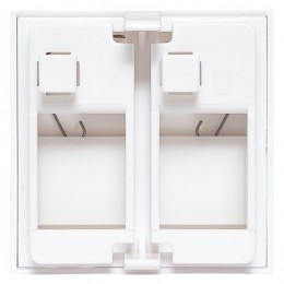 Вставка розеточная TERACOM PRO 45x45мм формат Mosaic на 2 модуля Keystone со шторками и маркерами белая