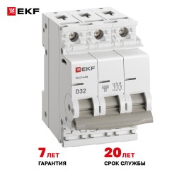 Выключатель автоматический трехполюсный 3P 32А (D) 6kA ВА 47-63N M636332D PROXIMA EKF