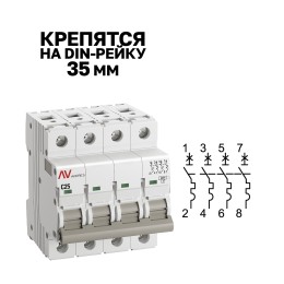 Выключатель автоматический AV-6 4P 25A (C) 6kA AVERES