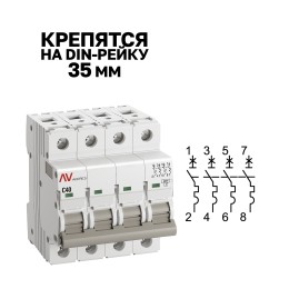 Выключатель автоматический AV-6 4P 40A (C) 6kA AVERES