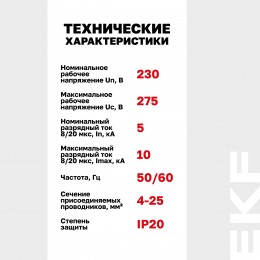 Ограничитель перенапряжения импульсный ОПВ-D 1п 5кА 230В