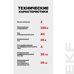 Устройство защитного отключения DV 2P 25А/30мА (A) AVERES