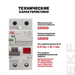 Устройство защитного отключения DV 2P 25А/30мА (AC) AVERES