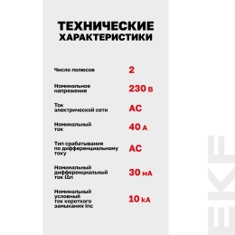 Устройство защитного отключения DV 2P 40А/30мА (AC) AVERES