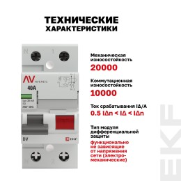 Устройство защитного отключения DV 2P 40А/30мА (AC) AVERES