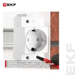 Розетка щитовая на DIN-рейку РДЕ-47 16А (под евро вилку сзаземлением) EKF PROxima