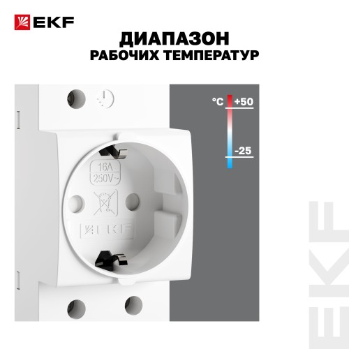 Розетка щитовая на DIN-рейку РДЕ-47 16А (под евро вилку сзаземлением) EKF PROxima
