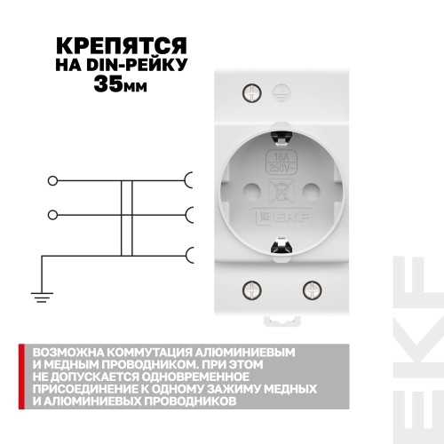 Розетка щитовая на DIN-рейку РДЕ-47 16А (под евро вилку сзаземлением) EKF PROxima