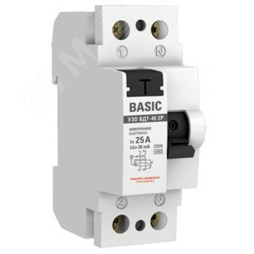 Устройство защитного отключения УЗО ВД-40 2P 25А/30мА электронный Basic