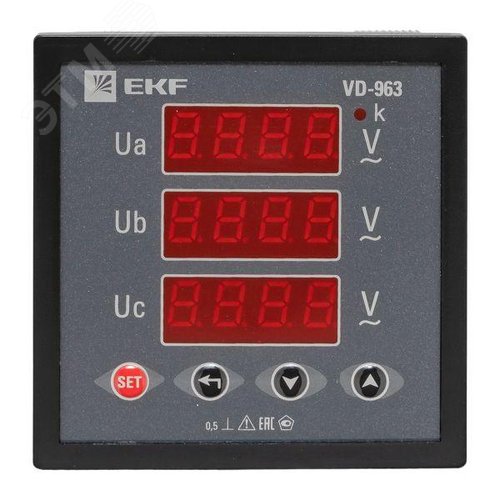 Вольтметр цифровой на панель 96х96 трехфазный PROxima