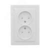 Розетка Минск 2-местная СП без заземления 10А белая защитные шторки