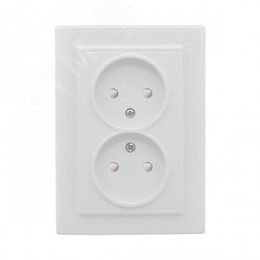 Розетка Минск 2-местная СП без заземления 10А белая защитные шторки