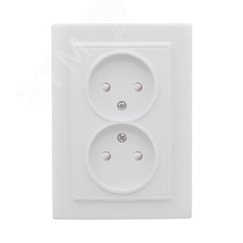 Розетка Минск 2-местная СП без заземления 10А белая защитные шторки