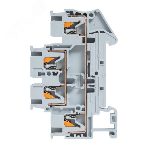 Клемма двухуровневая Push-in 2.5 мм2 4 вывода серая EKF