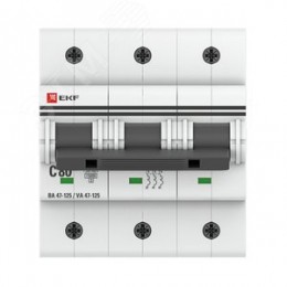 Выключатель автоматический трехполюсный 80А С ВА 47-125 15кА