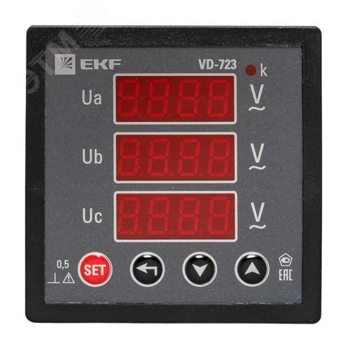 Вольтметр цифровой на панель 72х72 трехфазный PROxima