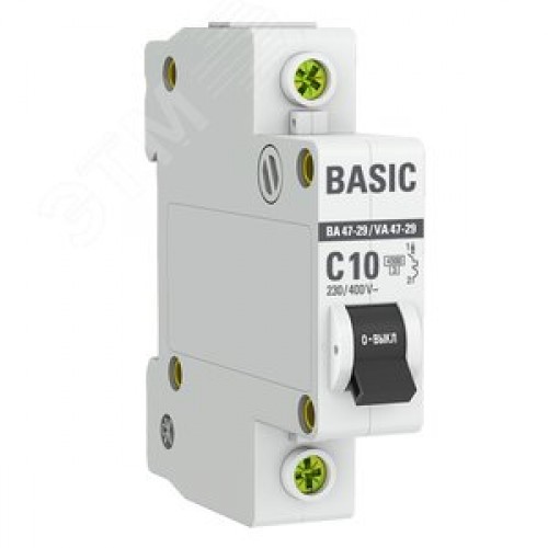 Выключатель автоматический однополюсный 10А С ВА47-29 4.5кА