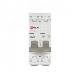 Выключатель автоматический двухполюсный 2P 25А (C) 4.5kA ВА 47-63N M634225C PROXIMA EKF