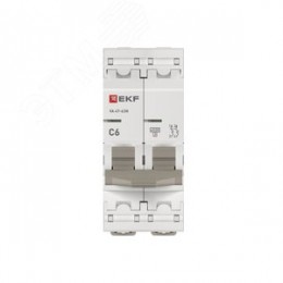 Выключатель автоматический двухполюсный 2P 6 кА (C) 4.5kA ВА 47-63N M634206C PROXIMA EKF