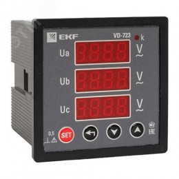 Вольтметр цифровой на панель 72х72 трехфазный PROxima