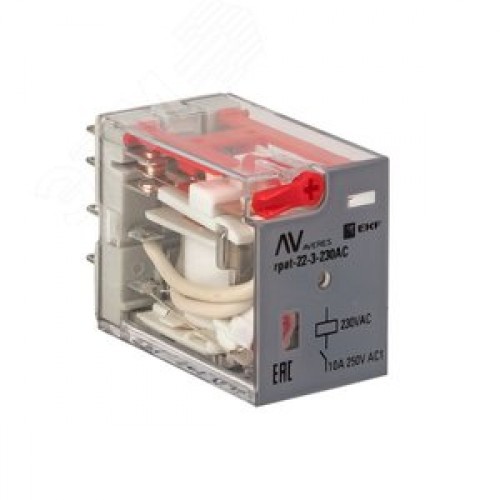 Реле промежуточное с кнопкой и мех. Индикацией RPAt 22/3 10A 230В AC AVERES