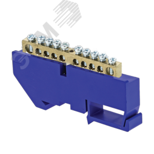 Шина нулевая 63.10 изолятор на DIN-рейку латунь