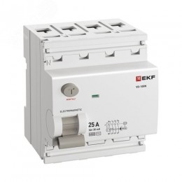 Выключатель дифференциального тока (ВД) четырехполюсный 4P 25А 30mA (AC) эл-мех ВД-100N E1046M2530 PROXIMA EKF