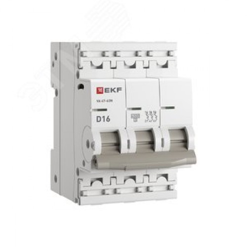 Выключатель автоматический трехполюсный 3P 16 кА (D) 4.5kA ВА 47-63N M634316D PROXIMA EKF