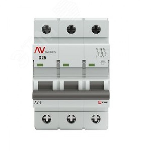 Выключатель автоматический AV-6 3P 25A (D) 6kA AVERES
