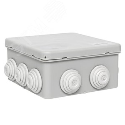 Коробка распределительная КМР-030-014 с крышкой (100х100х50) для прямого монтажа, 10 мембр. вводов серая IP55 EKF