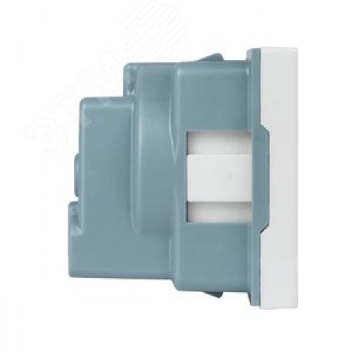 Розетка 45х45 (2 модуля), с заземлением, белая,   пря мая