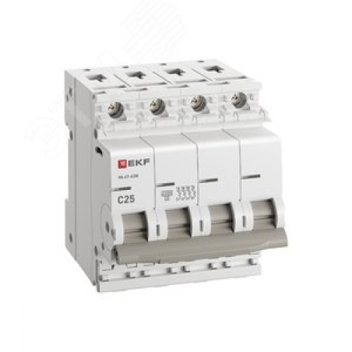 Выключатель автоматический четырехполюсный 4P 25А (C) 4.5kA ВА 47-63N M634425C PROXIMA EKF