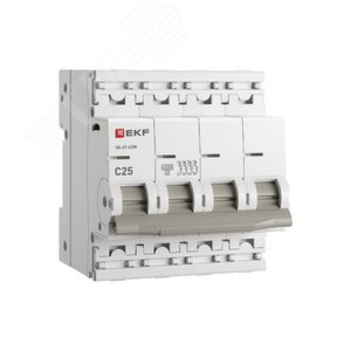 Выключатель автоматический четырехполюсный 4P 25А (C) 4.5kA ВА 47-63N M634425C PROXIMA EKF