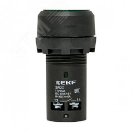 Кнопка зеленая SW2C-10D с подсветкой неон NO IP54