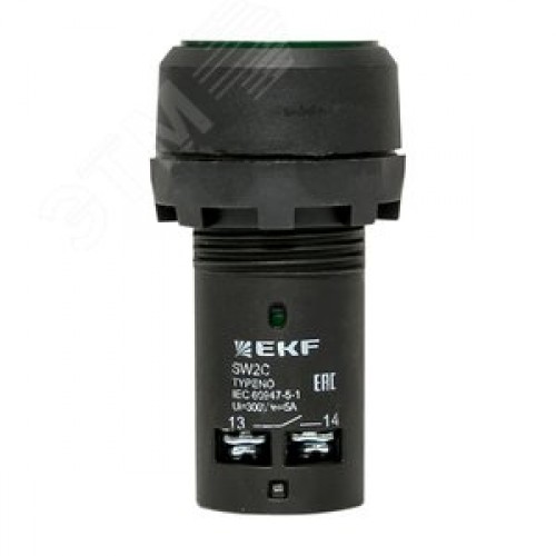 Кнопка зеленая SW2C-10D с подсветкой неон NO IP54