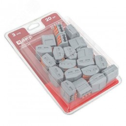 Клемма СМК 222-413 с рычагом 3 отверстия блистер (20шт.) EKF