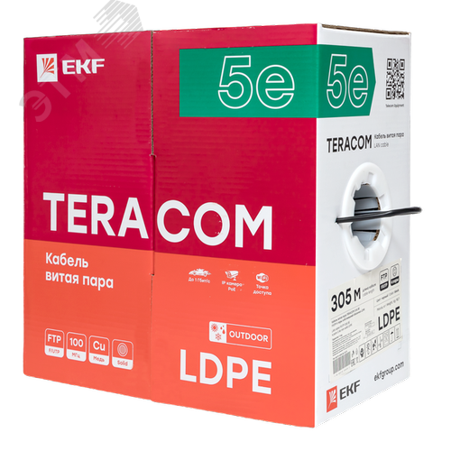 Витая пара TERACOM 5E F/UTP 4 пары solid OUT LDPE черный 305м