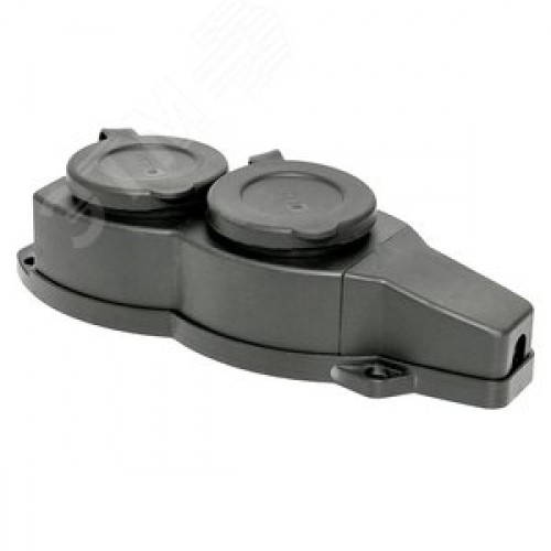 Розетка двухместная с защитными крышками каучуковая 230В 2P+PE 16A IP44 PROxima