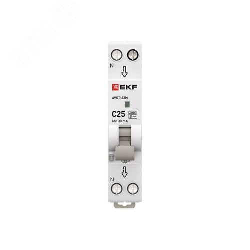 Выключатель автоматический дифференциального тока АВДТ-63М 1P+N (18 м) 25А 30мА характеристика C тип АС электронный 6кА PROXIMA