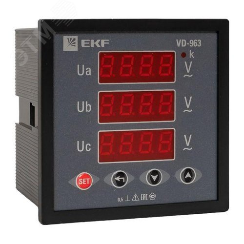 Вольтметр цифровой на панель 96х96 трехфазный PROxima