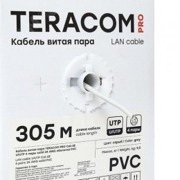 Витая пара TERACOM PRO 5E U/UTP 4 пары solid 24AWG PVC серый 305м