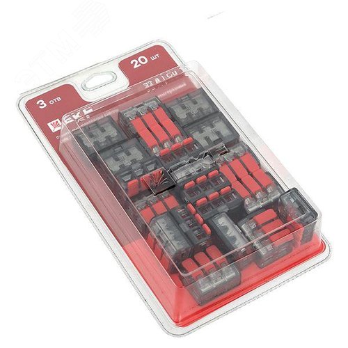 Клемма СМК 221-413 с рычагом 3 отверстия блистер (20шт.) EKF