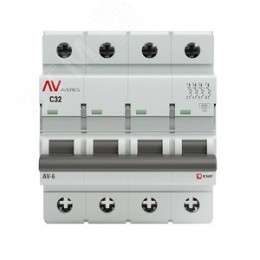 Выключатель автоматический AV-6 4P 32A (C) 6kA AVERES