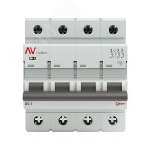 Выключатель автоматический AV-6 4P 32A (C) 6kA AVERES